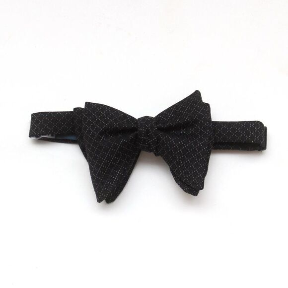 Men's Self tied Bow Tie Silk Bowtie Big Butterfly Bow tie S619 Black Plaid - Picture 12 of 13